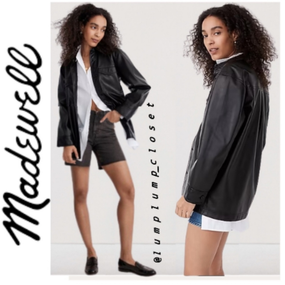 MADEWELL  Faux Leather Oversized Shirt-Jacket sz M